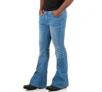 Jean vintage années 60-70 pour homme, pantalon disco évasé bleu, bleu ciel, Taille M