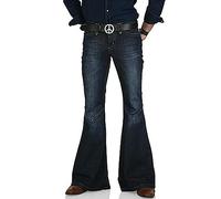 Jean vintage pour homme style années 60 et 70 pour homme, pantalon disco évasé, bleu flair, bleu 2, 35W