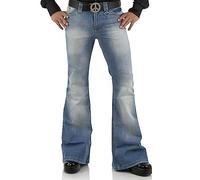 Jean vintage pour homme style années 60 et 70 pour homme, pantalon disco évasé, bleu flair, Bleu 3, 30W