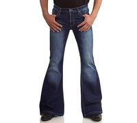 Jean vintage pour homme style années 60 et 70 pour homme, pantalon disco évasé, bleu flair, bleu, 30 W