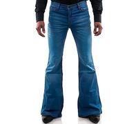 Jean vintage pour homme style années 60 et 70 pour homme, pantalon disco évasé, bleu flair, Bleu 5, 30W