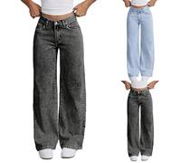 Jean Y2k à jambe large pour adolescentes, style hip-hop, étoile et nœud brodé, pantalon baggy taille haute pour enfants, décontracté, tendance, coupe ajustée, streetwear, école, rétro, pantalon en