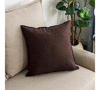 Jeanerlor Housse de coussin décorative en coton et lin pour salon, 50 x 50 cm, marron