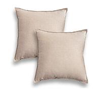 Jeanerlor Lot de 2 Housses de Coussin décoratives en Coton Naturel uni - 45 x 45 cm - Lin Clair