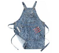 Jeanerlor - Tablier de travail d'artiste en coton denim avec poches, bretelles croisées et réglable, bleu denim, taille M