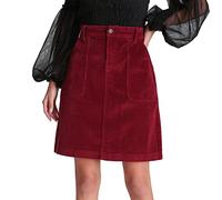 JEANIR Jupe mi-longue extensible avec poche pour femme, Rouge, Taille L