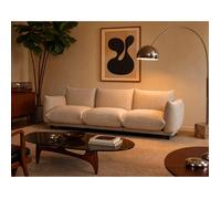 Jeanne - Canapé modulable 3 places en velours texturé - Beige