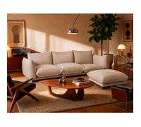 Jeanne - Canapé modulable d'angle réversible 4 places en velours texturé - Beige