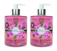 JEANNE EN PROVENCE - Gel Lavant pour les Mains - Parfum Rose Envoûtante - Flacon Pompe 500 ml - 95% d'Ingrédients d'Origine Naturelle - Fabriqué en France à Grasse (Lot de 2)