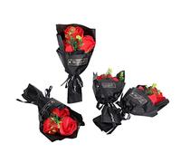 Jeanoko 4 Pièces Fleur de Savon Rose, Savon de Fleur de Bain Roses Rouges Réalistes avec Ambiance Romantique pour la Fête de Mariage Saint Valentin