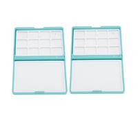 Jeanoko Boîte de Palette D'aquarelle Compacte Portable Facile à Nettoyer pour les Artistes Kit D'aquarelle de Poche Mini Boîte de Palette pour Débutants, 2 Pièces pour Artistes en Voyage (plastique 3)