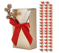 Jeanoko Boîtes à Cadeaux de Mariage 50 Pièces, Boîtes à Bonbons élégantes, Papier doré, Assemblage Facile avec Nœud Papillon, pour Mariage, Anniversaire, Fête de Famille (petit noeud rouge)