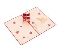 Jeanoko Carte de Vœux de Noël en Trois avec Motif Chariot de Cerf pour Décoration de Vacances, en Papier de Haute qualité, 1 Pièce