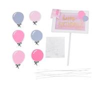 Jeanoko Cartes D'insertion de Gâteau D'Anniversaire, Décoration en Papier Mignonne pour les Fêtes de Joyeux Anniversaire, Paquet de 2 Inserts Adaptés aux Célébrations de Filles (Rose)