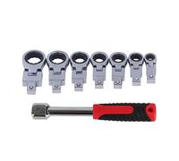 Jeanoko Clé à Cliquet 8 Pièces, Ensemble D'outils en Acier allié à Tête Flexible à 180 Degrés avec Têtes de clé de 7 Tailles, pour L'entretien des Tubes et la Réparation Automobile