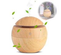 Jeanoko Diffuseurs d'huiles Essentielles, Mini USB Diffuseur d'aromathérapie électriques à Lumière LED à Grain de Bois pour Bureau, Chambre à Coucher(Chameau)