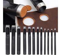 Jeanoko Ensemble de 12 Perforateurs Professionnels pour le Cuir, Outil de Poinçonnage de Ceinture Efficace pour L'artisanat du Cuir pour les Amateurs de Bricolage et les Professionnels de L'acier