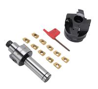 Jeanoko Ensemble de Fraises en Bout de Face, Inserts en Carbure de Précision, Outil de Fraisage à 4 Cannelures pour CNC, 10 Inserts pour L'usinage des Surfaces de Marche, pour les Ouvriers D'atelier