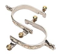 Jeanoko Éperons de Cheval, éperons de Cowboy en Acier Inoxydable sculpté, Engrenage Rotatif, Boucle de Chapeau en Laiton avec Sangles pour L'équitation