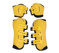 Jeanoko Guêtres de Tendon de Cheval Réglables et Respirantes, Conception Ouverte sur Le Devant pour Le Saut et L'entraînement, Jaune, Lot de 4 (Moyen)