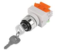 Jeanoko Interrupteur à clé à 2 Positions, 1NO 1NC, Trou de Montage de 22 Mm en Plastique Ignifuge, avec 2 Clés, pour équipement électrique Industriel 220 V 5 A