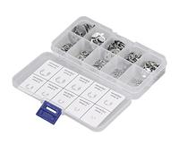 Jeanoko Kit D'assortiment de 200 Clips E Solides en Acier Inoxydable pour la Rétention des Roulements, 200 Clips E pour Engrenages, Poulies et Essieux, Boîte de Rangement Incluse