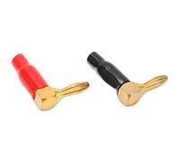 Jeanoko Lot de 2 Fiches Bananes à 90 Degrés, Connecteurs électriques Durables à Angle Droit pour Tests de Puissance, PVC, Laiton, Rouge, Noir, 34 Mm