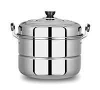 Jeanoko Marmite à Vapeur de Grande capacité en Acier Inoxydable, Marmite à Vapeur à 2 Niveaux pour les œufs de Légumes de Cuisine pour les Réunions de Famille ou les Fêtes