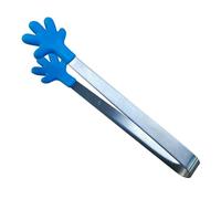 Jeanoko Mini Pinces à Glace en Silicone Bleu, en Acier Inoxydable, Résistantes à la Chaleur, Faciles à Nettoyer, pour la Cuisine, 5,1x1,6x0,8 Pouces