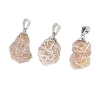 Jeanoko Pendentif en Pierre de Rose du Désert, 3 Pièces, Multi-usages, Fabrication de Bijoux, Décoration pour Offrir et Collectionner des Articles Uniques