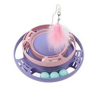 Jeanoko Plateau Tournant pour Chat, Jouets Multifonctionnels et Durables, Puzzle, Pistes à roulettes pour Chats et Chatons avec 1 Bâton de Taquinerie pour Chat (Violet Rose)