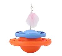 Jeanoko Plateau Tournant pour Chat, Jouets Multifonctionnels et Durables, Puzzle, Pistes à roulettes pour Chats et Chatons avec 1 Bâton de Taquinerie pour Chat (Orange Bleu)
