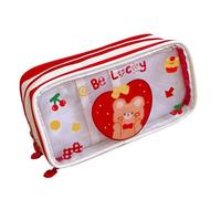 Jeanoko Trousse à Crayons de Grande capacité, Design de Dessin animé Mignon, étanche pour écoliers, étui à Stylos Transparent en PVC à 3 Couches