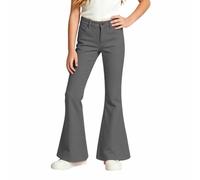 Jeans à Évasé Filles Enfants Y2k Haute Taille Élastique Bootcut Pantalon à Pattes D'éléphant Mode Vintage Décontracté Été Long Jean en Denim avec Poches Boutons Saint Valentin Ado Streetwear 5-16 Ans