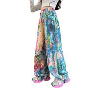 Jeans à jambes larges pour filles printemps été et automne nouveaux modèles pour enfants moyens et grands Personnalisé Jambes larges Droites Pantalon décontracté Pantalon de jogging Bleu 98, bleu, 12