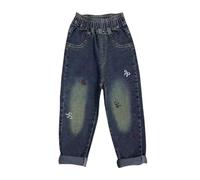 Jeans à Pattes d'éléphant Enfant Fille Pantalon en Denim à Jambe Large Jeans Droite Élastique Taille Ample Pantalon Large Droit Fluide Jean de Jazz Danse Baggy Pantalons Streetwear