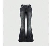 Jeans ajustés évasés pour femmes de grande taille avec broderie d'ailes de poche vintage Y2K Millennium Babe 0XL,1XL,2XL,3XL,4XLFausse impressionJean