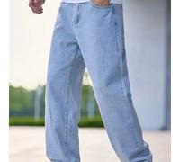 Jeans ample pour hommes, pantalon de skate en coton à poches obliques longues et lavées, tenue de travail décontractée, bleu clair, convient aux sorties, style Y2K, adapté aux rassemblements entre ami