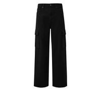 Jeans Cargo coupe ample jambe droite QS Noir 31x34