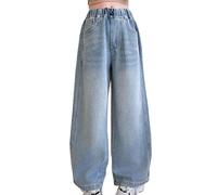 Jeans Cargo pour Filles Pantalon Décontracté Bébé Fille Droit Taille Haute Élastique Jean Streetwear 5-17 Ans Tregging Basics Bleu 12 Gris Look Usé Mignon