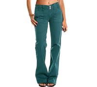 Jeans da Donna a Gamba Larga, Pantaloni da Donna a Gamba Larga, Pantaloni Vita Media, svasati dritti, Jeans Allenamento Alla Moda