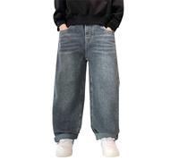 Jeans de Sport décontractés doublés Polaire pour garçons, Automne/Hiver 1er Noël Bébé Garçon (Blue, 7-8 Years)