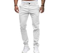 Jeans décontractés Slim pour Homme Pantalon en Jean Taille Moyenne élastique Jeans Skinny colorés Confortables en Jean (Blanc,XL)