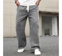 Jeans délavé à l'acide gris clair, ample et ample pour homme de grande taille, Jeans cargo gris clair délavé à l'acide, oversize et long, idéal pour les cadeaux pour le mari ou le petit ami 2XL,3XL,4X