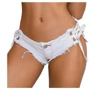 Jeans Denim Femme Stretchy Low Rise Pantalon Court Hot Effiloché Raw Hem Pantalons (as4, Alpha, m, Regular, Regular, Blanc)
