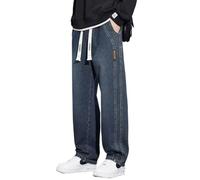 Jeans d'été pour homme Slim Loose American Retro Style, Blu Scuro, 4XL