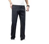 Jeans d'été pour hommes, couleur unie, baggy, rétro, punk, décontracté, taille haute, jambes larges, noir graphique, 33 W