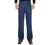 Jeans doublés pour homme taille élastique chaud épais, bleu, 5XL