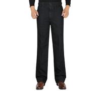 Jeans doublés pour homme taille élastique chaud épais, Noir , 3XL