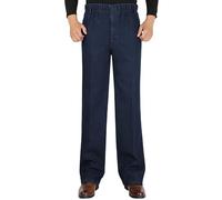 Jeans doublés pour homme taille élastique chaud épais, noir foncé, 5XL